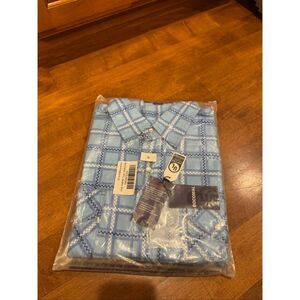 Bocomal FR Flame Resistant Shirt Mens XL Blue Plaid Western Snap Work Shirt NWT